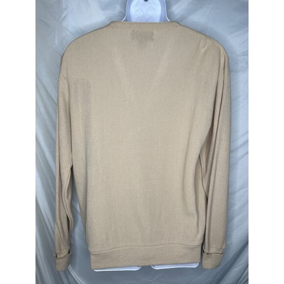 Steeplechase Grandpa Cardigan Sweater Men XL 70s Beige Orlon Acrylic Made USA - Picture 3 of 6